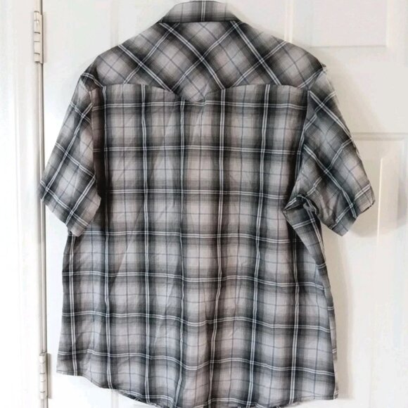 Wrangler Western Shirt Men’s XL Gray Plaid Pearl Snap Short Sleeve - Picture 5 of 5